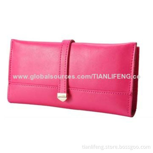 Women's leather wallet, long section, slim